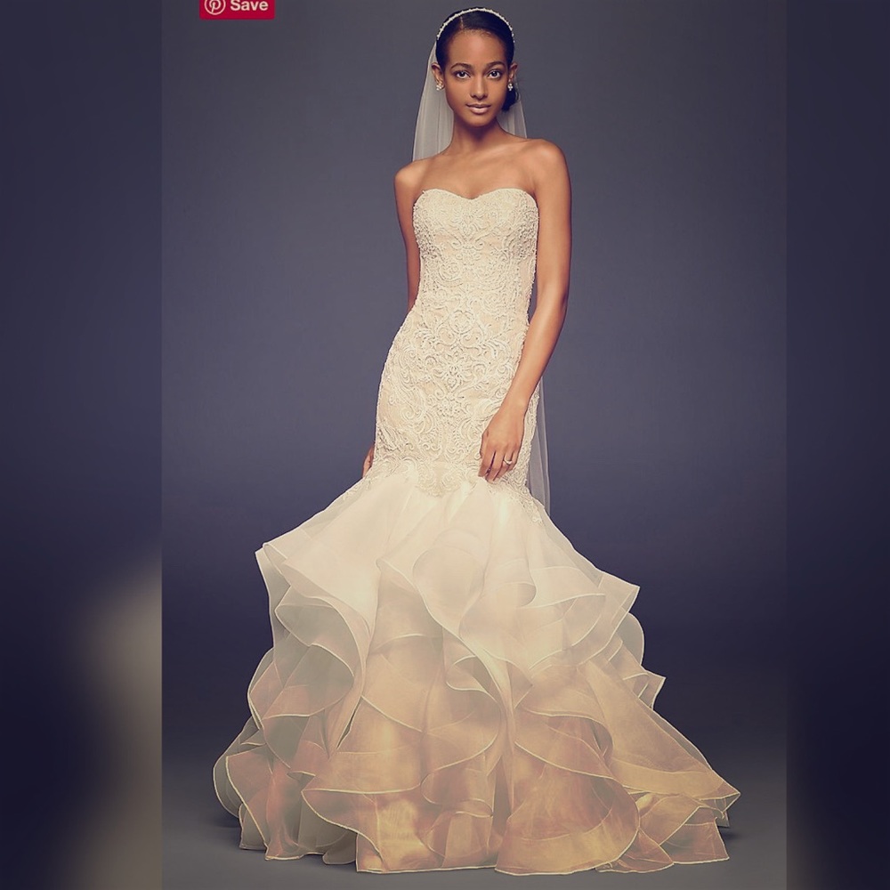 Oleg Cassini Scroll Lace Trumpet Wedding Dress